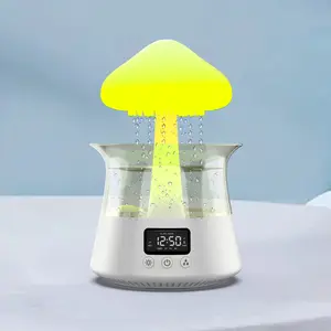 New Arrival Mushroom Humidifier Clock Rain Drip Aromatherapy Essential Oil Diffuser 7 Colors night light Rain Cloud Humidifier