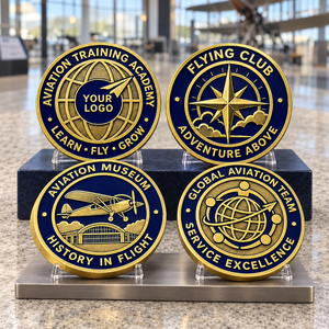 Pièces commémoratives personnalisées pour l'aviation, destinées aux clubs de pilotes, académies de formation, musées et reconnaissance des équipes mondiales OEM ODM - Product Image 1