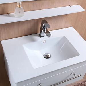 Lavabo de Cerámica Blanco Delgado de 800 mm con Certificación CUPC, Lavabo Moderno para Baño con Acabado Brillante - Product Image 3