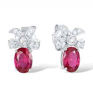 Wholesale LAVINA Luxury Elegant Simulated Ruby Cubic Zirconia Zircon 925 Sterling <b>Silver</b> <b>Stud</b> Earrings SE24588 CN Unisex Gift - Product Image 1
