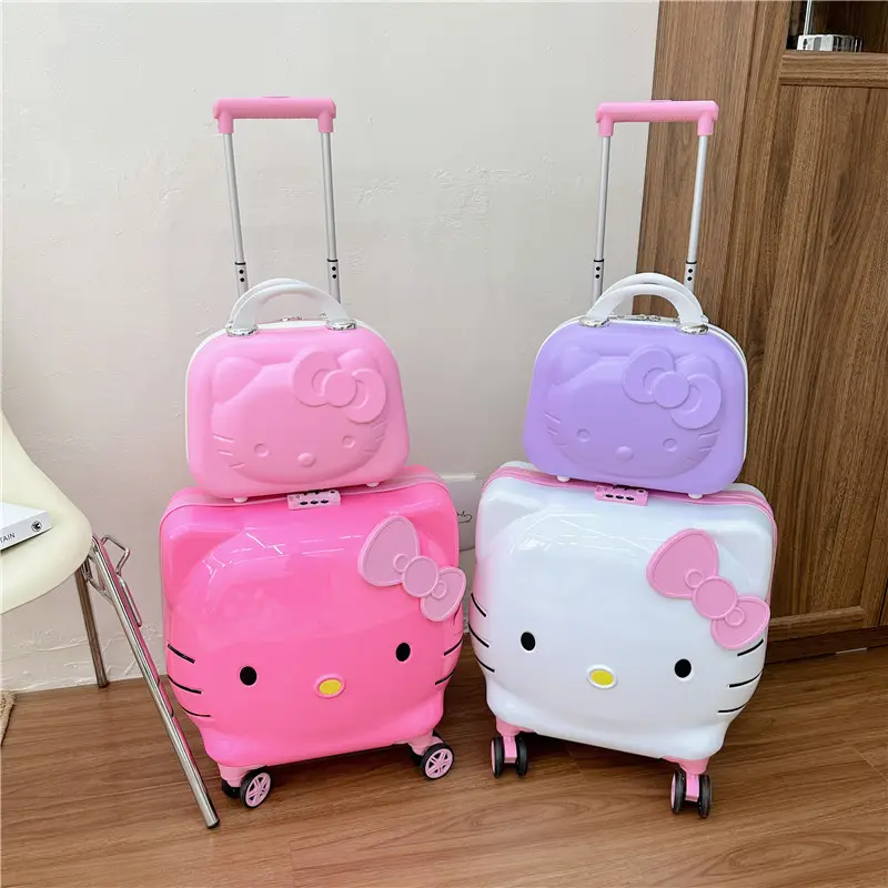 2024 Cartoon 20inch Cinnamonroll Kitty Luggage Set Travel Rolling Luggage Waterproof Kuromi Melody Large Capacity Kids Suitcases