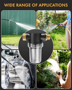 Filtre à <span class=keywords><strong>eau</strong></span> pour tuyau <span class=keywords><strong>d</strong></span>'arrosage de jardin 3/4 po, entrée pour nettoyeur haute pression, camping-car, camping, lavage de voiture (avec 100, 40 mailles filtrantes, 2 joints toriques) - Product Image 4