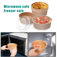 Bol en papier écologique pour salade, pour aliments chauds/froids, bol en papier kraft personnalisé avec couvercle
