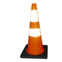 Cône de signalisation routière en PVC réfléchissant prismatique haute visibilité, orange fluorescent, base antidérapante, certifié standard, cône routier