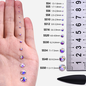 Oleeya Vente en gros en vrac, 100% avis positifs, 1000 grosses unités, 12 cristaux de verre de coupe identique, strass thermocollants pour vêtements, nœuds, élastiques - Product Image 5