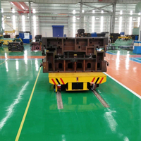 Taller de entrega de material pesado Batería de litio 30 toneladas Pista eléctrica coche plano con 4 ruedas de acero de aleación