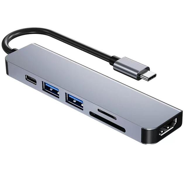 6 in 1 Usb Hubs Splitter Multi Adapter Compatible Type C to Rj45 Network Por Usb 3 .0 Multiport Dock Switch Expander Usb C Hub