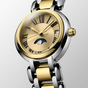 Montre mécanique automatique à phases lunaires bicolore avec cadran à chiffres romains pour femmes Longinesing - Product Image 1