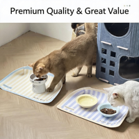 Tapis d'alimentation pour animaux de compagnie en cuir PU imperméable, tapis anti-déversement pour gamelle de chien, logo personnalisé, plateau durable pour nourriture pour animaux