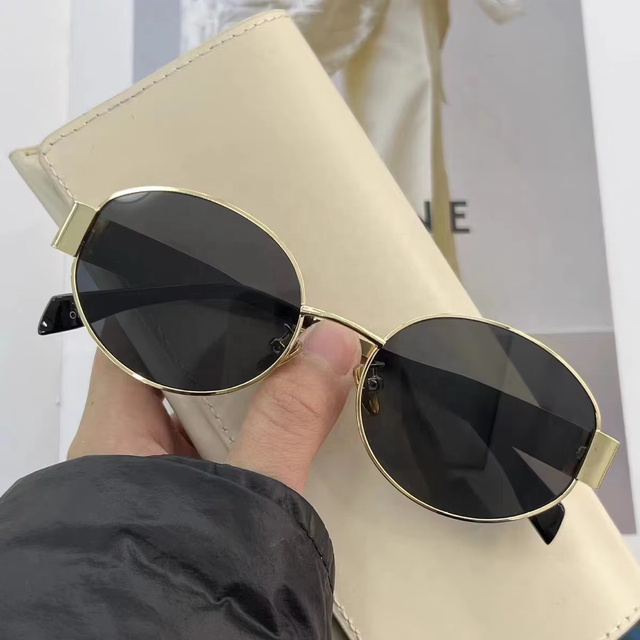 New Vintage Gold Oval Metal Sunglasses Women Senior Sense Retro Small Frame Luxury UV Protection Sun Glasses