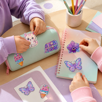 Autocollants personnalisés holographiques découpés à la forme, imperméables, autocollants mignons Kawaii, dessin animé, crème glacée, chat pour journal, bouteille, scrapbooking
