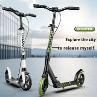 Trottinette pliable à deux roues anti-basculement avec siège pour enfants et adultes de 10 ans et plus - Roues en PU et en fer durables