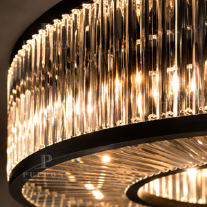 <b>Decorative</b> Straight Crystal Strip Round Flush Mount <b>Light</b> For Villa Bedroom Restaurant Entryway Decoration - Product Image 4