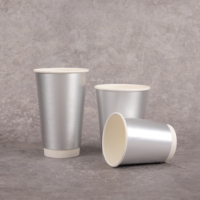 Gobelet en papier à double paroi, or et argent, jetable, isolé, résistant à la chaleur, anti-fuite, pour boissons chaudes, café, lait, 8oz, 10oz, 12oz, 16oz