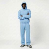Ensemble 2 pièces personnalisé pour homme : Sweat à capuche et pantalon de survêtement large, couleur unie, bas ouvert, tenue décontractée
