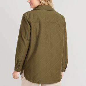 Vêtements d'hiver personnalisés Vestes pour femmes Veste mode surdimensionnée unisexe à bouton-pression Manteau utilitaire matelassé pour femmes - Product Image 4