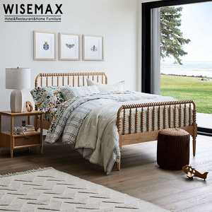 <span class=keywords><strong>Letto</strong></span> Matrimoniale in Legno di Faggio Stile Retrò Francese WISEMAX FURNITURE, Arredamento Camera da <span class=keywords><strong>Letto</strong></span> Moderno con Design a Colonna Romana - Product Image 3