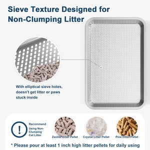 Gemakkelijk te reinigen semi-gesloten kattenbak moderne behuizing grote roestvrijstalen kattenbak met schep en mat - Product Image 4