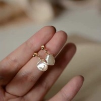 Boucles d'oreilles pendantes en perles d'eau douce naturelles baroques irrégulières, style français, élégantes, plaquées or véritable, argent 925