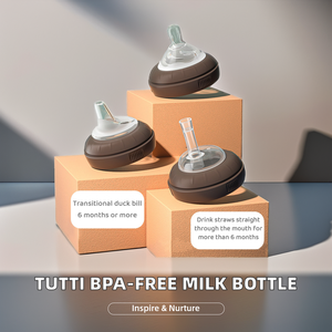 OEM Factory Wholesale 240ml BPA-Free Nursing <b>Pad</b> with Handle and Straw Food Grade PP + <b>Silicone</b> Washable for Baby Feeding - Product Image 5