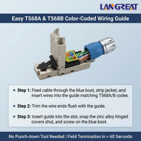 Cat8 STP Shielded RJ45 Toolless Field Termination Plug 40Gbps 2000MHz Paduan Seng Die Cast 50u Emas T568A T568B OEM