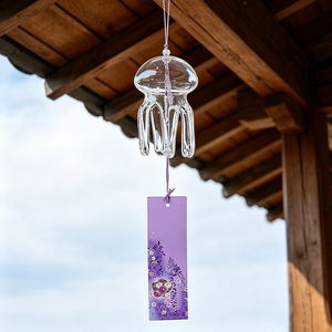 Campana de Viento Colgante de Cristal Transparente Estilo Europeo con Diseño de Medusa y Colores Pintados para Decoración de Jardín y Patio - Product Image 2