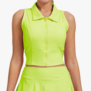 เสื้อกีฬาผู้หญิงแบบไม่มีแขน แห้งเร็ว คอปกโปโล สกรีนโลโก้ได้  กระชับรูปร่าง  สำหรับเล่นเทนนิส  โยคะ  และกิจกรรมกลางแจ้ง - Product Image 1