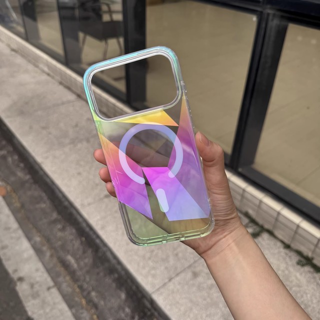 Luxury Color Painting Diamond Geometric Pattern Design Case for iPhone 17/17 Pro Max Clear Magnetic Mobile Phone Case