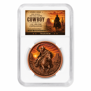 Groothandel 1oz Zuiver Koperen Cowboyrijder Munt Westerse Paard UV Gedrukte Herdenkingsmunt met Display Slab - Product Image 2
