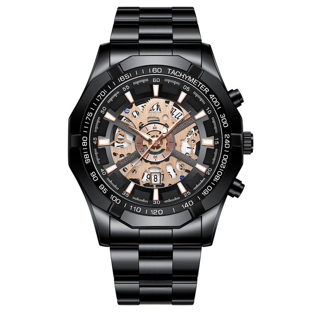 Top Sale Fashion Hollow Design Waterproof Watch Personalized Business Watch Steel Strap Casual Quartz Watches for Men