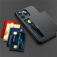 Coque de Téléphone à Fente Coulissante pour Cartes pour iPhone 17 16 15 14 Pro 14 Pro Max avec Porte-Cartes
