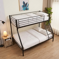 Lit superposé double sur grand lit de qualité commerciale, structure métallique argentée, sommier en fer robuste pour chambre d'enfant, dortoir scolaire, appartement