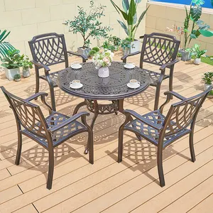 Juecheng-Mesa de aluminio para patio exterior, juego de sillas y mesa de jardín de hierro fundido