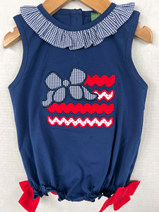 SR4147 Conjunto de pelele sin mangas para bebés y niños, con estampado de rayas rojas y azules, al por mayor, para niñas. - Product Image 6