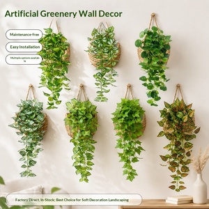 Plantas Verdes Artificiales Colgantes, Enredaderas de Plástico de 5 Ramas para Montar en la Pared, Hojas de Pothos/Batata de 7 Ramas para Interiores/Exteriores - Product Image 3