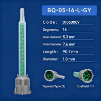 16 tubes mélangeurs statiques 1:1 de 50 ml avec buse et capuchon gris pour la distribution d'adhésifs, de mastics et d'époxy bicomposants