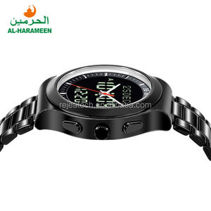 AL-HARAMEEN HA-6106 <span class=keywords><strong>montre</strong></span>-bracelet en cuir pour hommes annonceur de l'heure de prière islamique Original Azan de mosquée boîtier en alliage de Style d'affaires - Product Image 6