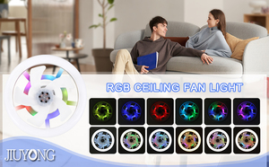 Trần dẫn ánh sáng quạt RGB di chuyển đầu thông minh mờ E27 fan hâm mộ bóng đèn trang trí nội thất 360 xoay điều khiển từ xa hiện đại Quạt trần - Product Image 4