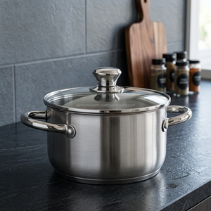 Juego de ollas y sartenes de acero inoxidable de 10 piezas con asas remachadas, compatibles con gas, para uso diario en la cocina. - Product Image 3