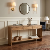 Ensemble de meubles de salon modernes et luxueux, table d'entrée, console en bois de noyer avec 3 tiroirs