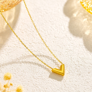 Colliers à pendentif en forme de cœur en acier inoxydable couleur or, tendance unisexe, chaîne à vagues d'eau, tendance mode, fête, vente chaude INS - Product Image 3