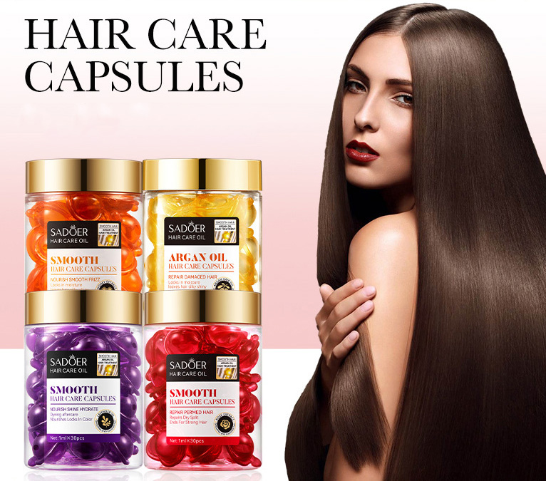 OEM SADOER Moroccan Argan Oil Hair Care Products Organic Herbal Vegan Hair Oil Capsules for Dry Hair Smoothing Feature
