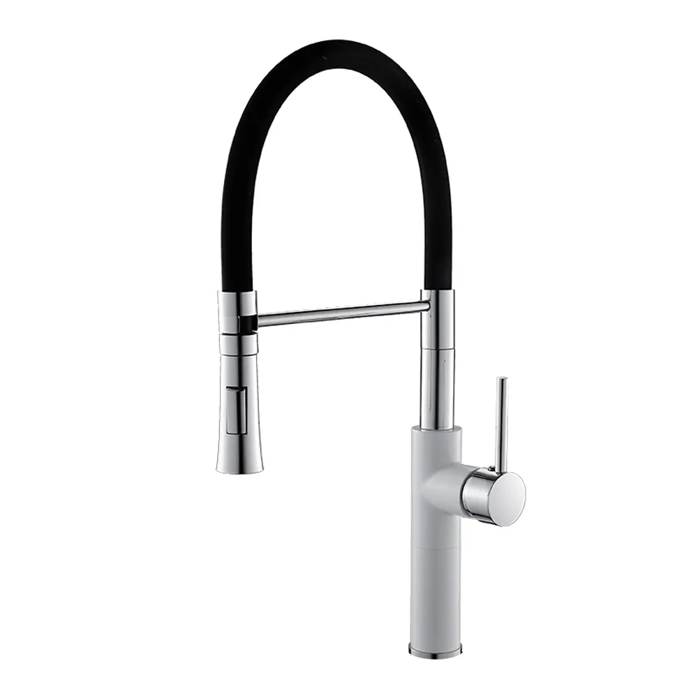 BRASS modern BLACK Flexible Neck Single Handle Pull-out Kitchen Faucet