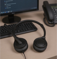 Casques téléphoniques filaires USB avec logo personnalisé, suppression active du bruit, contrôle du volume, 1 an de garantie, usage professionnel