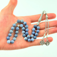 Chapelet de prière islamique, bracelets arabes, perles de prière en corail bleu 10mm 33 pièces, roses musulmanes, Louange à Dieu, Misbaha Tasbih Rosary