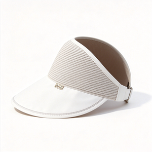 Women Wide Curved Brim Sun Visor <b>Hat</b> Polyester Woven UV Protection Adjustable Summer Outdoor Beach Sports Travel Visor - Product Image 5