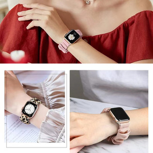 Tissu de luxe personnalisé pour bracelet Apple Watch pour femmes, respirant, élastique, bracelet <span class=keywords><strong>IWatch</strong></span> S8/S9, bracelet de montre tendance - Product Image 3