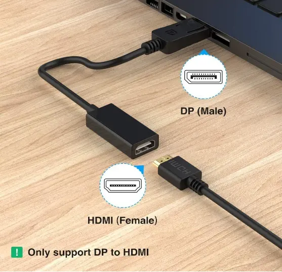 DisplayPort To HDMI Cable Gold-Plated DP Display Port To HDMI Adapter Male To Female Compatible 4K Resolution Ready