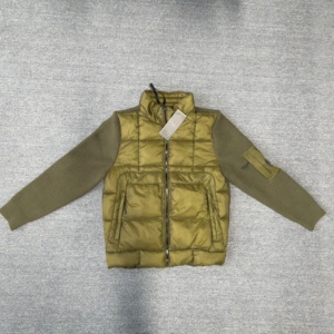 Abrigo Acolchado de Algodón Mixto con Capucha Desmontable y Paneles de Punto, Insignia Circular en el Brazo, Ropa de Invierno para Hombre y Mujer - Product Image 2