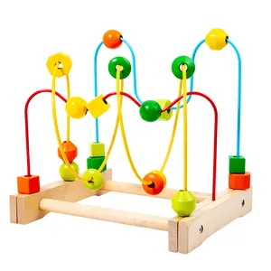 Kinderen Houten Cirkel Kralen Draad Puzzel Ronde Kraal Baby Educatief Wiskunde Speelgoed Montessori Doolhof Spel Tellen